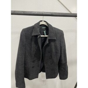 RALPH LAUREN WOMANS BLAZER JACKET  SIZE 6 Collard Doubled Chested Grey Wool‎